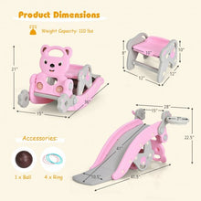 Load image into Gallery viewer, 4-in-1 Toddler Slide and Rocking Horse Playset with Basketball Hoop-Pink
