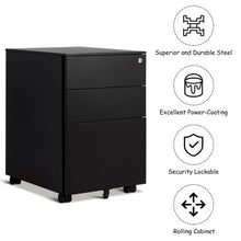 Load image into Gallery viewer, 3 Drawer Filing Cabinet Locking Pedestal Desk -Black
