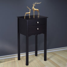 Load image into Gallery viewer, Side Table End Accent Table w/ 2 Drawers-Black
