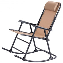 Load image into Gallery viewer, Outdoor Patio Headrest Folding Zero Gravity Rocking Chair-Beige
