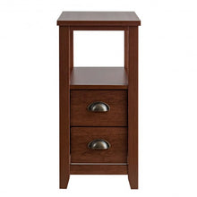 Load image into Gallery viewer, End Table Wooden with 2 Drawers and Shelf Bedside Table-Brown
