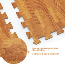 Load image into Gallery viewer, 12PC Wood Grain Interlocking Floor Mats -Natural

