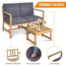 Load image into Gallery viewer, 3 PCS Solid Wood  Patio Table Chairs Set
