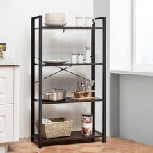 Load image into Gallery viewer, 4-Tier Rustic Bookshelf Industrial Bookcase Diaplay Shelf Storage Rack -Black
