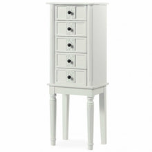 Load image into Gallery viewer, Standing Jewelry Cabinet Armoire with Top Flip Makeup Mirror
