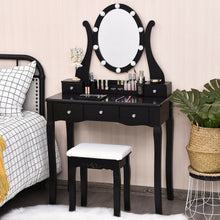 Load image into Gallery viewer, Touch Switch Makeup Dressing Vanity Table Set with 10 Light Bulbs-Black

