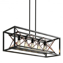 Load image into Gallery viewer, 5-Light Kitchen Island Pendant Light Wood Metal Chandelier

