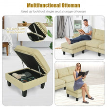 Load image into Gallery viewer, Convertible 4-Seat L-Shaped Sectional Sofa Couch with Storage Ottoman-Beige
