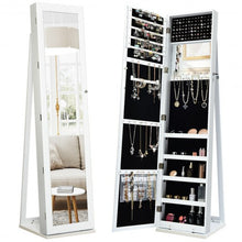 Load image into Gallery viewer, Mirrored Lockable Standing Jewelry Storage Organizer-White
