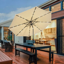 Load image into Gallery viewer, 10&#39; Solar LED Lighted Patio Market Umbrella Shade Tilt Adjustment Crank-Beige
