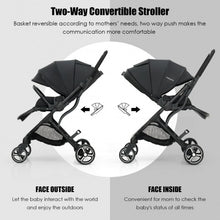 Load image into Gallery viewer, High Landscape Foldable Baby Stroller with Reversible Reclining Seat-Black
