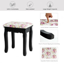 Load image into Gallery viewer, 4 Drawers Vanity Wood Makeup Dressing Table Set with Mirror-Black
