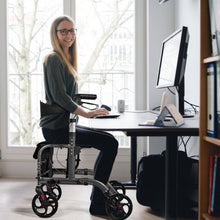 Load image into Gallery viewer, Aluminum Adjustable Folding Handle Medical Walker Rollator-Black
