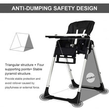 Load image into Gallery viewer, Foldable High chair with Multiple Adjustable Backrest-Black
