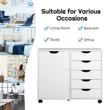 Load image into Gallery viewer, 5-Drawer Dresser Chest Mobile Storage Cabinet with Door-White
