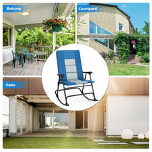 Load image into Gallery viewer, Foldable Rocking Padded Portable Camping Chair with Backrest and Armrest -Blue
