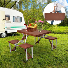 Load image into Gallery viewer, Outdoor Foldable Aluminum Picnic Table with Bench Seats
