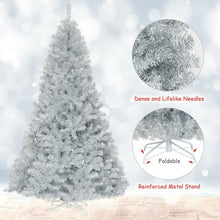 Load image into Gallery viewer, 7.5Ft Hinged Unlit Artificial Silver Tinsel Christmas Tree
