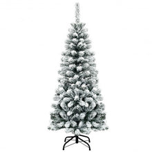 Load image into Gallery viewer, 4.5 Feet Unlit Hinged Snow Flocked Artificial Pencil Christmas Tree with 242 Branch
