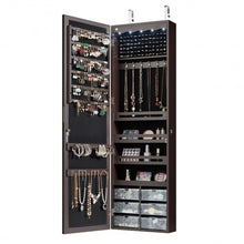 Load image into Gallery viewer, 5 LEDs Jewelry Armoire Wall Mounted / Door Hanging Mirror-Coffee
