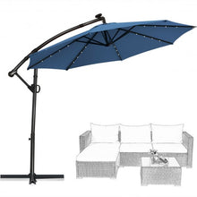 Load image into Gallery viewer, 10FT 360° Rotation Solar Powered LED Patio Offset Umbrella-Blue
