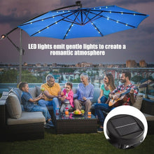 Load image into Gallery viewer, 10&#39; Patio Hanging Umbrella Sun Shade with Solar LED Lights-Blue
