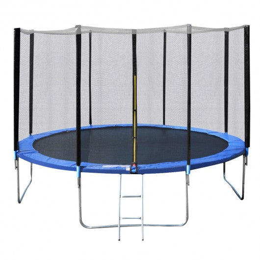 14' Trampoline Combo with Safety Enclosure Net Pad and Ladder
