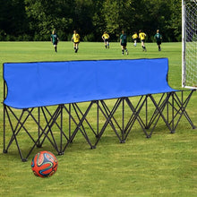Load image into Gallery viewer, Portable Folding 6 Seats Chair Sideline Sports Bench-Blue
