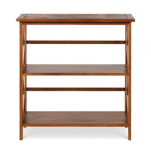 Load image into Gallery viewer, 3-Tier Wooden Open Shelf Bookcase with X-Design-Natural
