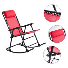 Load image into Gallery viewer, Outdoor Patio Headrest Folding Zero Gravity Rocking Chair-Red
