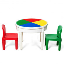 Load image into Gallery viewer, 3-in-1 Kids Activity Table and 2 Chairs Set Includes 300 Bricks
