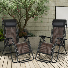 Load image into Gallery viewer, 2Pcs Folding Patio Rattan Zero Gravity Lounge Chair-Coffee
