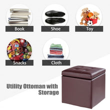 Load image into Gallery viewer, 16&quot; Storage Box Ottoman Square Seat Foot Stool-Coffee
