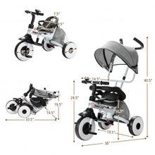 Load image into Gallery viewer, 4-in-1 Kids Baby Stroller Tricycle Detachable Learning Toy Bike-Gray
