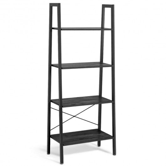 4-Tier Ladder Shelf Bookcase Bookshelf Display Rack Plant Stand-Silver