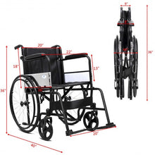 Load image into Gallery viewer, 24" Folding Foldable Backrest Transport Wheelchair
