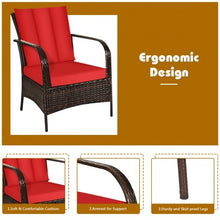 Load image into Gallery viewer, 3 PCS Patio Rattan Furniture Set-Red

