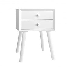 Load image into Gallery viewer, Wooden Nightstand Mid-Century End Side Table with 2 Storage Drawers-White

