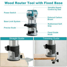 Load image into Gallery viewer, 1.25HP Palm Router Electric Trimmer Kit Variable Woodworking Tool
