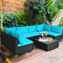 Load image into Gallery viewer, 7-Piece Outdoor Wicker Patio Sofa Set-Turquoise

