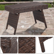Load image into Gallery viewer, Folding PE Rattan Side Coffee Table Patio Garden Furniture
