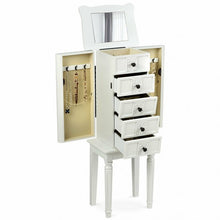 Load image into Gallery viewer, Standing Jewelry Cabinet Armoire with Top Flip Makeup Mirror
