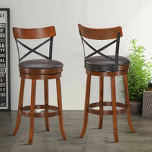 Load image into Gallery viewer, Set of 2 Bar Stools 360-Degree Swivel Dining Bar Chairs with Rubber Wood Legs-29.5 inch
