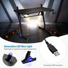 Load image into Gallery viewer, 43.5 Inch Height Adjustable Gaming Desk with Blue LED Lights
