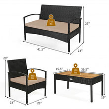 Load image into Gallery viewer, 4 Pcs Patio Rattan Furniture Set Sofa Chair Coffee Table with Cushion-Brown
