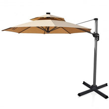Load image into Gallery viewer, 12ft 360? Rotation Aluminum Solar LED Patio Cantilever Umbrella-Beige
