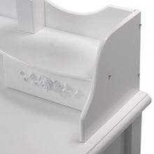 Load image into Gallery viewer, Black/White Vanity Makeup Dressing Table w/ Tri Folding Mirror + 7 Drawers-White
