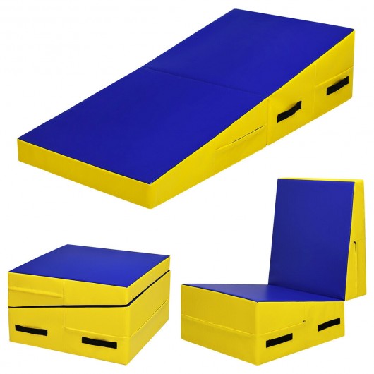 Folding Incline Mat Slope Cheese Gymnastics Gym Exercise Yellow