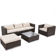 Load image into Gallery viewer, 6 pcs Patio Rattan Wicker Furniture Set w/ 2 Set Cushion Cover
