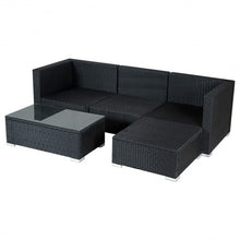 Load image into Gallery viewer, 5 pcs Patio Furniture Rattan Wicker Table Shelf Garden Sofa with Cushion
